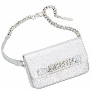 Used DKNY AUTHENTIC WOMEN'S SILVER CHAIN FANNY PACK